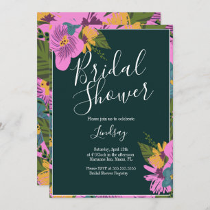 Handgezeichnetes Florals Fett Grünes Brautparty Einladung