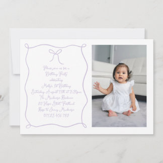 Handgezeichnetes Foto Blush Lilac Geburtstagsparty Einladung