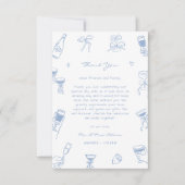 Handgezeichnetes Foto Dusty Blue Wedding Dankeskarte (Vorderseite)