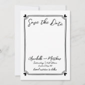 Handgezeichnetes Foto Einzigartige Whimsikale Hoch Save The Date (Vorderseite)