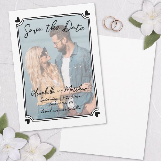 Handgezeichnetes Foto Einzigartige Whimsikale Hoch Save The Date