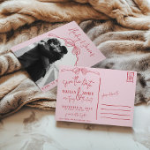 Handgezeichnetes Foto PINK Bow Hochzeit Sichern Si Postkarte