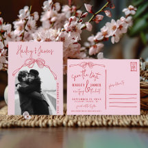 Handgezeichnetes Foto PINK Bow Hochzeit Sichern Si