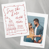 Handgezeichnetes Foto Whimsical Red Wedding Save The Date