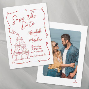 Handgezeichnetes Foto Whimsical Red Wedding Save The Date