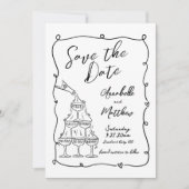 Handgezeichnetes Foto Whimsical Wedding Save The Date (Vorderseite)