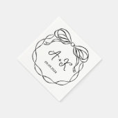 Handgezeichnetes Französisches Schwarzes Hochzeits Serviette (Ecke)