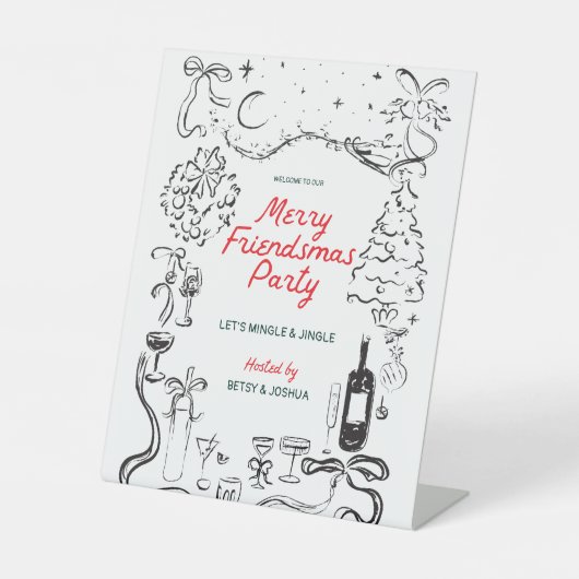 Handgezeichnetes Friendsmas Weihnachtsgebäck Party Sockelschild (Vorderseite)