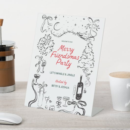Handgezeichnetes Friendsmas Weihnachtsgebäck Party Sockelschild (In SItu)