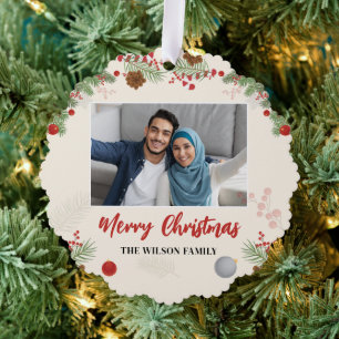 Handgezeichnetes Frohe Weihnachten Ein Foto Ornament Karte