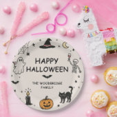Handgezeichnetes Frohes Halloween Pappteller (Party)