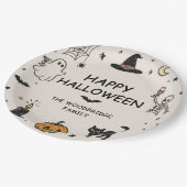 Handgezeichnetes Frohes Halloween Pappteller (Schrägansicht)