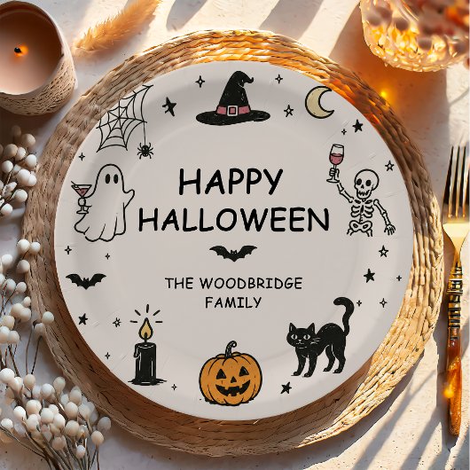 Handgezeichnetes Frohes Halloween Pappteller