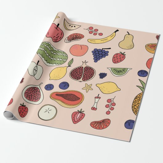 Handgezeichnetes Fruchtmuster Geschenkpapier (Ungerollt)