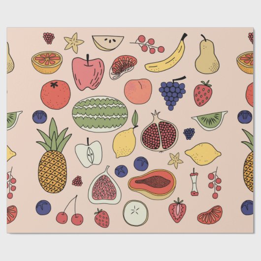 Handgezeichnetes Fruchtmuster Geschenkpapier (Flach)
