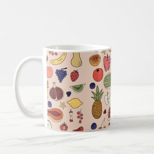 Handgezeichnetes Fruchtmuster Kaffeetasse (Links)