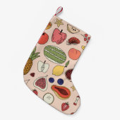 Handgezeichnetes Fruchtmuster Kleiner Weihnachtsstrumpf (Vorderansicht (hängend))