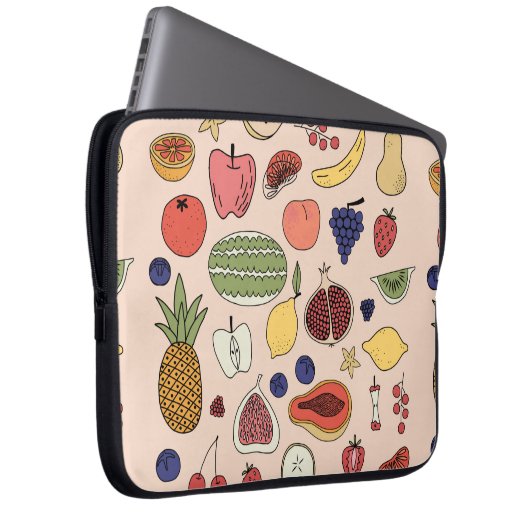 Handgezeichnetes Fruchtmuster Laptopschutzhülle (Vorne Rechts)