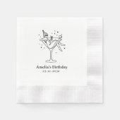 Handgezeichnetes funky Cocktail Mädchen Geburtstag Serviette (Vorderseite)