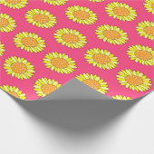 Handgezeichnetes gelbes orangefarbenes rosa Sonnen Geschenkpapier (Ecke)