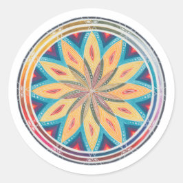 Handgezeichnetes geometrisches Mandala Runder Aufkleber