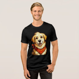 Handgezeichnetes glückliches Golden Retriever T-Sh Tri-Blend Shirt