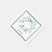 Handgezeichnetes graues Hochzeitmonogramm Serviette (Ecke)