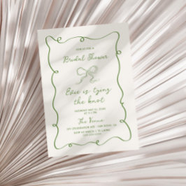 Handgezeichnetes Green Frame Ribbon-Brautparty Einladung