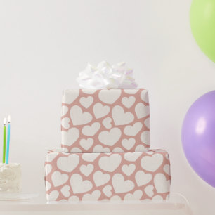 Handgezeichnetes großes Herzen Muster Boho Mädchen Geschenkpapier