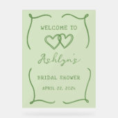 Handgezeichnetes, grünes Brautparty Akryllisches Z Acrylschild (Vorderseite)