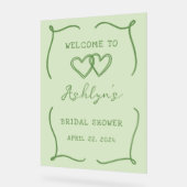 Handgezeichnetes, grünes Brautparty Akryllisches Z Acrylschild (Winkel)