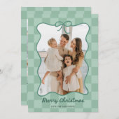 Handgezeichnetes, grünes Foto Feiertagskarte (Vorne/Hinten)