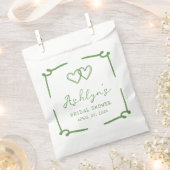 Handgezeichnetes grünes Herz Brautparty Gefälligke Geschenktütchen (Ausgeschnitten)