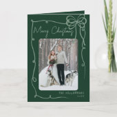 Handgezeichnetes grünes märchenhaftes Frohe Weihna Feiertagskarte (Vorderseite)