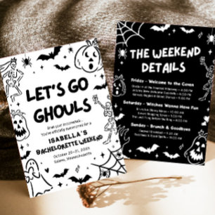 Handgezeichnetes Halloween-Bachelorette-Weekend-Pa Einladung