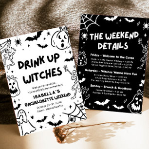 Handgezeichnetes Halloween-Bachelorette-Weekend-Pa Einladung