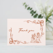 Handgezeichnetes Halloween-Brautparty Dankeskarte (Stehend Vorderseite)