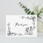 Handgezeichnetes Halloween-Brautparty Dankeskarte (Stehend Vorderseite)