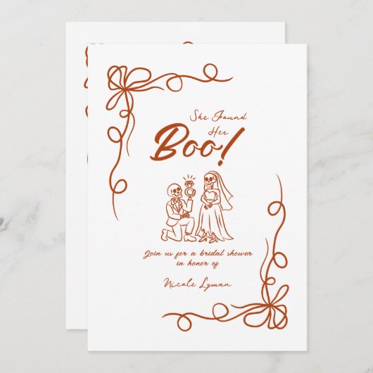 Handgezeichnetes Halloween-Brautparty Einladung (Vorne/Hinten)