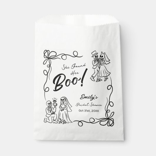 Handgezeichnetes Halloween-Brautparty Geschenktütchen (Vorderseite)