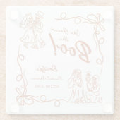 Handgezeichnetes Halloween-Brautparty Glasuntersetzer (Rückseite)