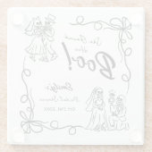 Handgezeichnetes Halloween-Brautparty Glasuntersetzer (Rückseite)