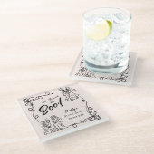 Handgezeichnetes Halloween-Brautparty Glasuntersetzer (Schrägansicht)