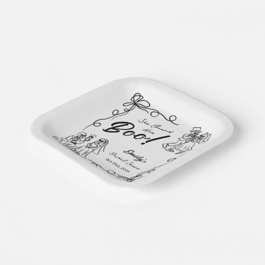 Handgezeichnetes Halloween-Brautparty Pappteller (Gewinkelt)