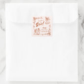 Handgezeichnetes Halloween-Brautparty Quadratischer Aufkleber (Tasche)