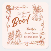 Handgezeichnetes Halloween-Brautparty Quadratischer Aufkleber (Vorderseite)