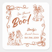 Handgezeichnetes Halloween-Brautparty Quadratischer Aufkleber (Vorderseite)