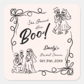 Handgezeichnetes Halloween-Brautparty Quadratischer Aufkleber (Vorderseite)