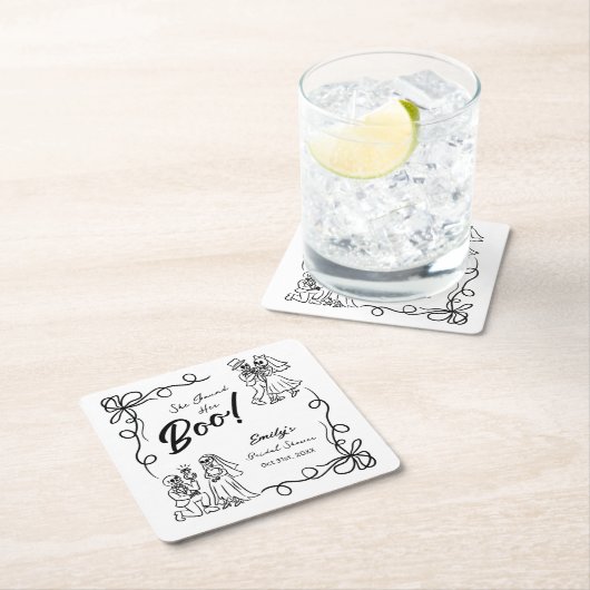 Handgezeichnetes Halloween-Brautparty Rechteckiger Pappuntersetzer (Vor Ort)