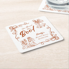 Handgezeichnetes Halloween-Brautparty Rechteckiger Pappuntersetzer